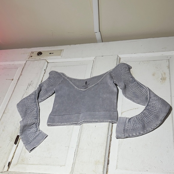 FP Movement by Free People Gray Ribbed Top - Picture 1 of 8